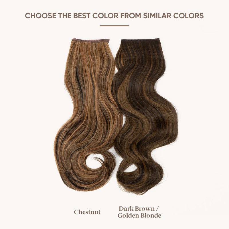 SARLA Invisible Wire Hair Extensions with 3 Clips Synthetic Wavy Curly Hairpiece Adjustable Transparent Headband for Women 16 Inch Dark Brown/Golden Blonde Highlights - Image 2